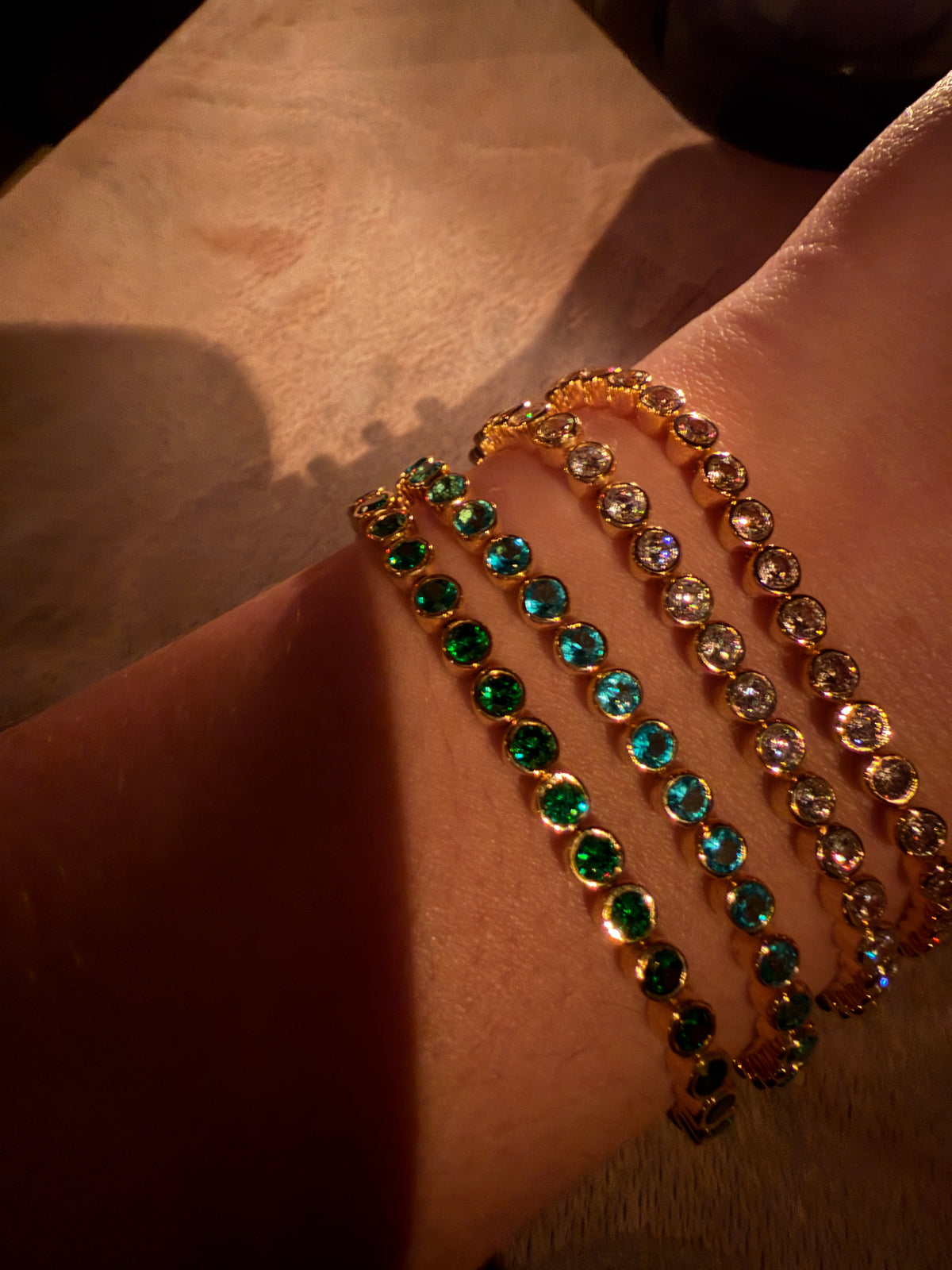 Eternal Tennis Bracelet – Green (14K Gold Vermeil)